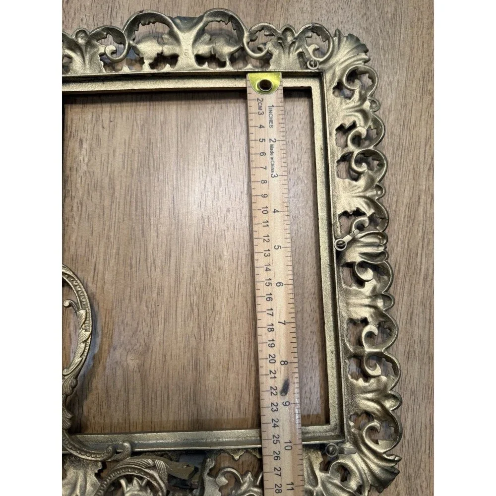 Vintage Ornate Gold Tone Picture Frame Easel Metal Baroque Rococo 8x10